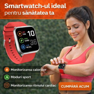 SmartWatch cu Senzor Glucometru, Apel Bluetooth, Ritm Cardiac, Nivel Oxigen, Tensiune Arteriala, Temperatura Corporala, Nivel Stres, Vreme, Calorii, Moduri Sport S865