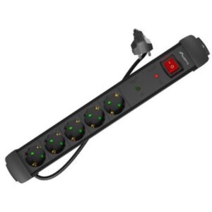 Prelungitor Lanberg SP1, 5m, 5 prize, ng SP1-05F-0500-BK