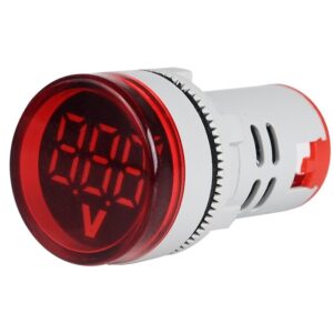Voltmetru digital cu LED si afisaj, Indicator luminos digital rotund pentru tensiune AC voltmetru rotund, monitor LED, rosu SINOTIMER ST16V-02