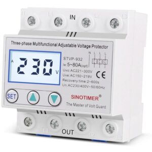 Releu trifazic siguranta digitala de protectie tensiune, Sinotimer, 380V, 80A, recuperare automata, STVP-932-80A