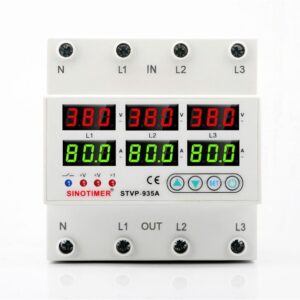 Releu TRIFAZIC, Sinotimer, siguranta digitala de protectie, tensiune afisata 380V, programabil intre 1-80A, STVP935-80A-380 STVP-935-80A-380