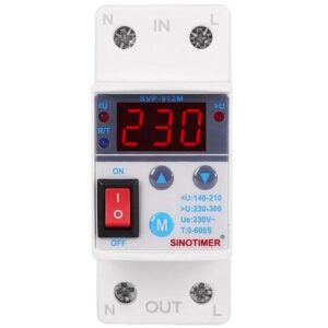 Releu siguranta digitala de protectie tensiune, Sinotimer, 40A, ecran digital LED, recuperare automata, SVP-912M-40A
