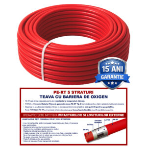 Teava Fornello PE-RT 5 straturi si bariera de oxigen16x2 mm PN 10 bar pentru incalzire in pardoseala vanzare la colac de 100 ml