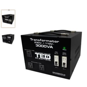 Transformator 230-220V la 110-115V 3000VA / 2400W cu carcasa TED000248
