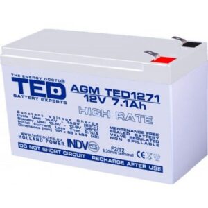 Acumulator High Rate AGM VRLA TED Battery Expert Holland TED003300, 12V, 7.1A
