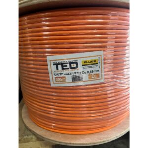 Cablu UTP cat.6 cupru integral 0,56mm 23AWG LSZH FLUKE PASS orange rola 305ml TED Wire Expert TED006417