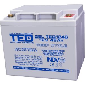 Acumulator pentru UPS sau panouri fotovoltaice GEL Deep Cycle, TED1246, 12V, 46Ah