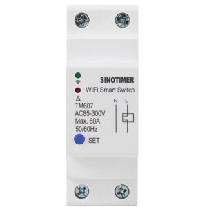 Comutator temporizat digital monofazat de la distanta Tuya, Sinotimer, wifi, SINOTIMER ,AC 85-300V, 80A, TM607