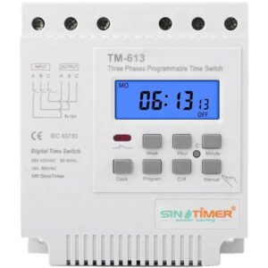 Releu digital trifazic cu temporizator, Sinotimer, temporizator, intrerupator, programabila, 380V, 16A, TM613