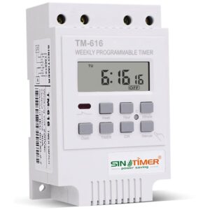 Comutator orar digital programabil saptamanal 12V 30A cu controler electronic si releu, cronometru, montare pe sina DIN SINOTIMER TM616W-2