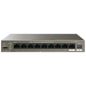 Switch TENDA TND-TEG1110PF-8-102W, 8 porturi Gigabit PoE, 1 port Uplink Gigabit, 1 port SFP Uplink Gigabit