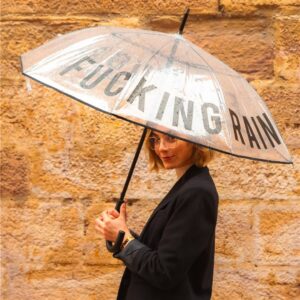 Umbrelă Transparentă cu Mesaj Fucking Rain