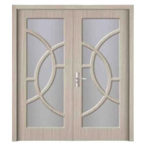 Usa Dubla de Interior din MDF Novo Doors ND220, Geam Sablat, Cadru din Lemn Masiv, KIT COMPLET, Toc , Manere si balamale incluse (Culoare: Gri, Dimensiune: 120 cm, Maner: Standard, Toc: Fix)