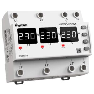 Releu trifazic protectie tensiune minima sau maxima 63A Digitop V-PRO-3F63A / 4820118381770