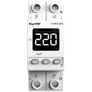 Releu de protectie tensiune monofazata, 50A, monitorizare frecventa Digitop V-PRO 50A / 4820118381411