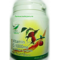 Vitamina c 1000 mg macese si acerola cu aroma portocale 100cps PRO NATURA