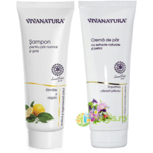 Sampon Natural cu Lamaie si Argan 250ml + Crema Impotriva Caderii Parului 250ml Pachet PROMO