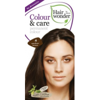 Vopsea permanenta fara amoniac, colour & care, 4 medium brown, hairwonder 40+20ml HENNAPLUS