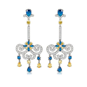 Cercei albastri tip candelabru Maribel