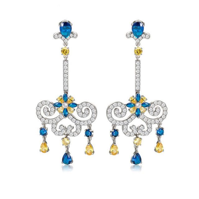 Cercei albastri tip candelabru Maribel