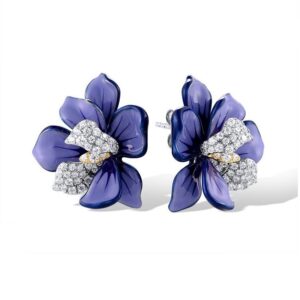 Cercei deosebiti Jasmin Blue, AG925, cu flori albastre