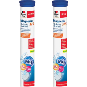 Pachet Magneziu 375mg + Vitaminele B1, B6, B12 + Acid Folic Aktiv 15cpr + 15cpr efervescente