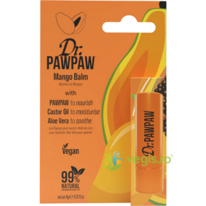 Balsam Stick pentru Buze cu Ulei de Ricin si Aloe Vera cu Aroma de Mango si Pawpaw 4g