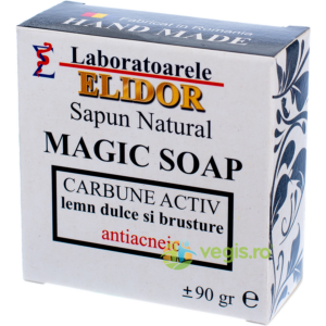 Sapun Antiacneic cu Carbune Activ, Lemn Dulce si Brusture Magic Soap 90g