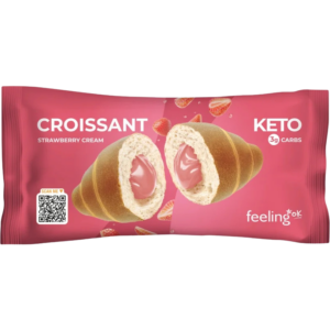 Croissant Keto Proteic cu Crema de Capsuni fara Zahar Low Carb 50g