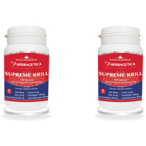 Pachet Supreme Krill Oil Omega 3 30cps + 30cps (50% reducere la al doilea produs)