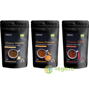 Pachet Ciocolata Calda: Choco Vanilla Mix  + Choco Orange Mix + Choco Chili Mix Ecologica/Bio 3 x 125g