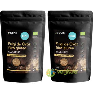 Pachet Fulgi de Ovaz Fini fara Gluten Ecologici/Bio 250g+250g