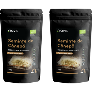Pachet Seminte de Canepa Decorticate fara Gluten Ecologice/Bio 200g	 + 200g