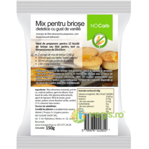 Mix pentru Briose Dietetice cu Gust de Vanilie fara Gluten 150g