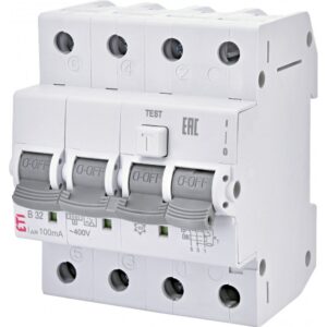 Intrerupator automat RCBO 3P+N 25A/30mA curba B Tip A 6kA KZS-4M Eti 002174906