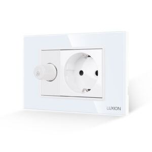 Comutator Pentru Ventilator + Priza cu Rama din Sticla LUXION, Standard Italian, 3M