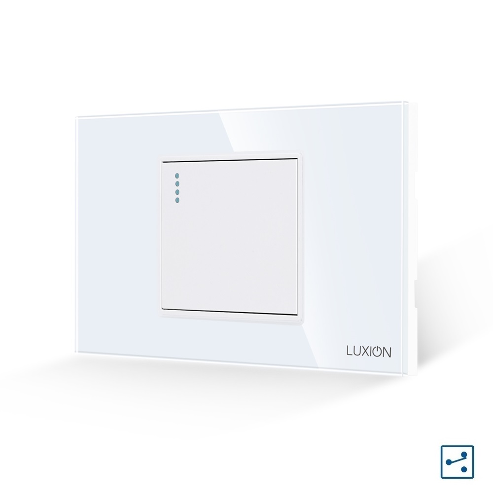 Intrerupator Simplu Cap Scara Mecanic LUXION cu Rama din Sticla, Standard Italian, 2/3M