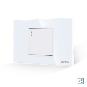 Intrerupator Simplu Cap Cruce Mecanic LUXION cu Rama din Sticla, Standard Italian, 2/3M