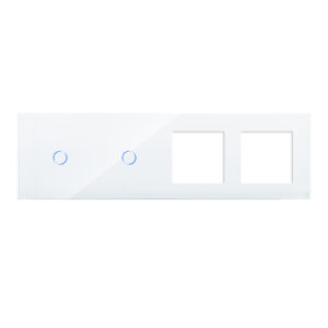 Panou 2 Intrerupatoare Simple cu Touch si 2 Prize Din Sticla LUXION