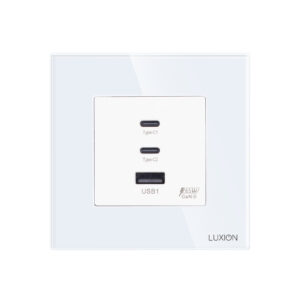 Priza Fast Charge 65W – USB-A + 2 x USB-C cu Rama din Sticla LUXION