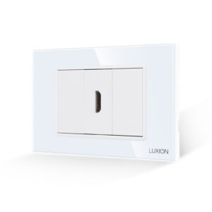 Priza HDMI + 2 Taste False LUXION cu Rama din Sticla, Standard Italian, 3M