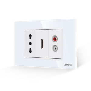 Priza Ingusta + HDMI + Audio cu Rama Din Sticla LUXION, Standard Italian, 3M