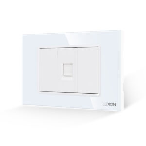 Priza Internet 1M + 2 Taste False LUXION cu Rama din Sticla, Standard Italian, 3M