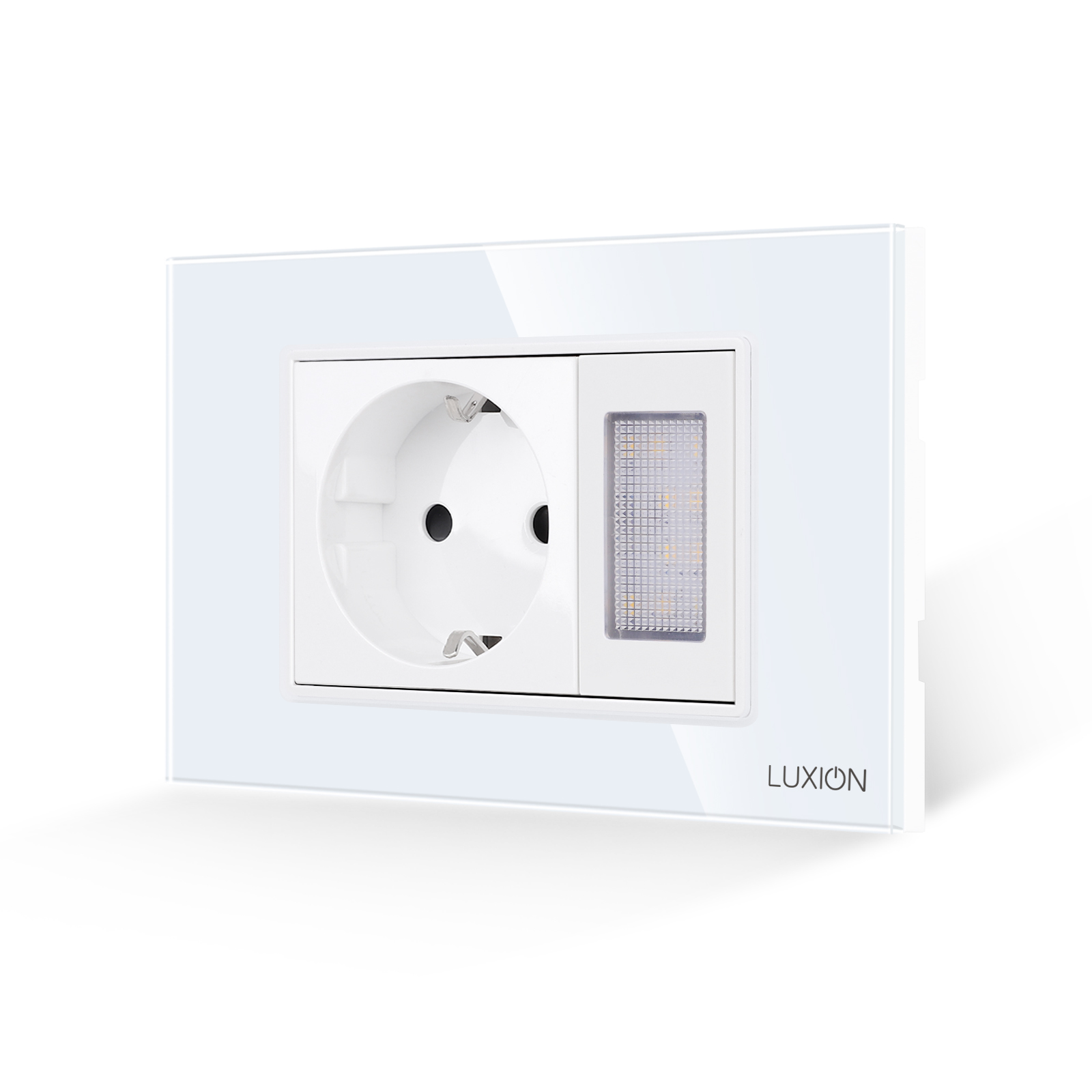 Priza Schuko + Lampa de Veghe cu Rama din Sticla LUXION, Standard Italian, 3M