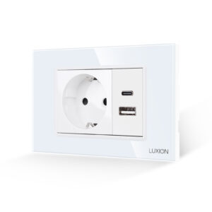 Priza Schuko si USB A+C cu Rama din Sticla LUXION, Standard Italian, 3M