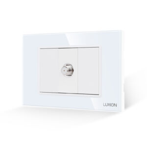 Priza TV Satelit 1M + 2 Taste False LUXION cu Rama din Sticla, Standard Italian, 3M