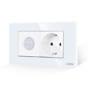 Senzor de Miscare 2M si Priza Schuko LUXION cu Rama din Sticla, Standard Italian, 4M