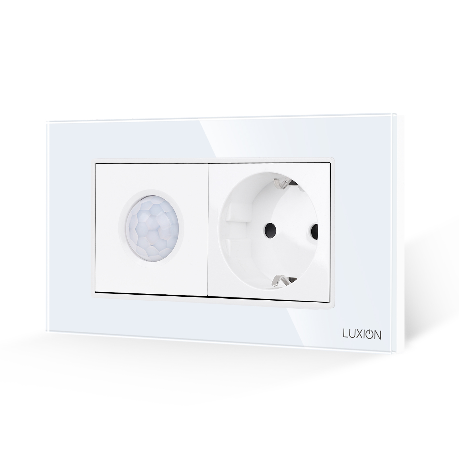 Senzor de Miscare 2M si Priza Schuko LUXION cu Rama din Sticla, Standard Italian, 4M