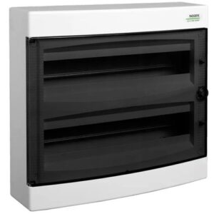 Tablou cofret de distributie din plastic, Noark 101501 PNS 2x18T, montare aparenta usa transparenta IP40 2 randuri 2x18 module