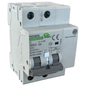 Ex9NLA EL 2P C25 A 30mA RCBO cu detectie a arcului electric (AFDD), electronic, Noark 113641